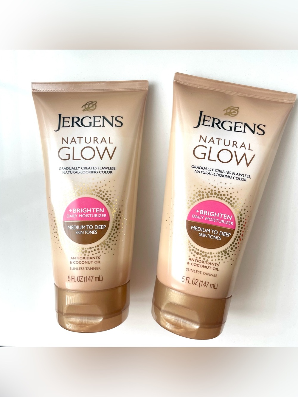 🤎 New Jergens Natural Glow Moisturizer Sunless Skin Tanner lotion Medium To Deep
